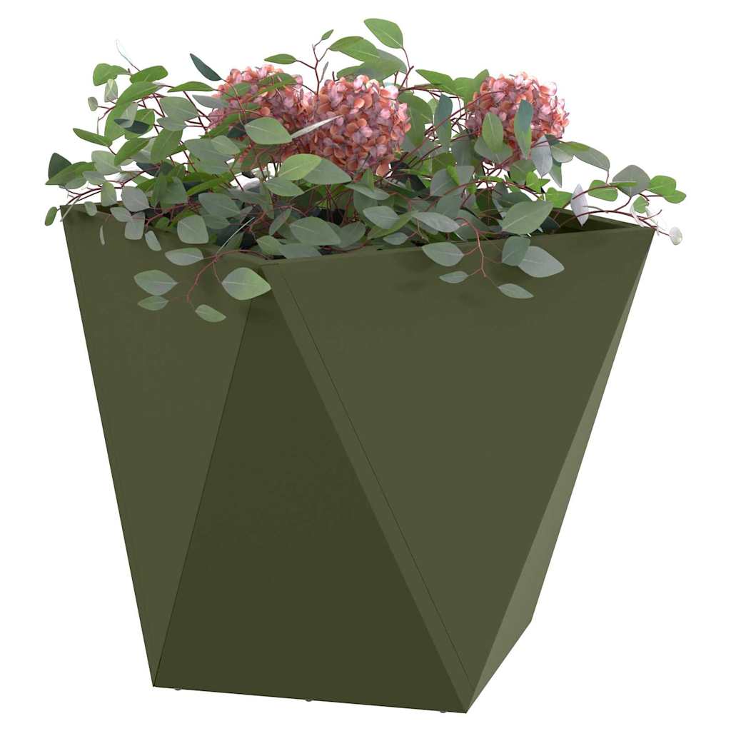 Jardinera 2 Pcs Verde Oliva 50 X 50 X 50 Cm Acero_2