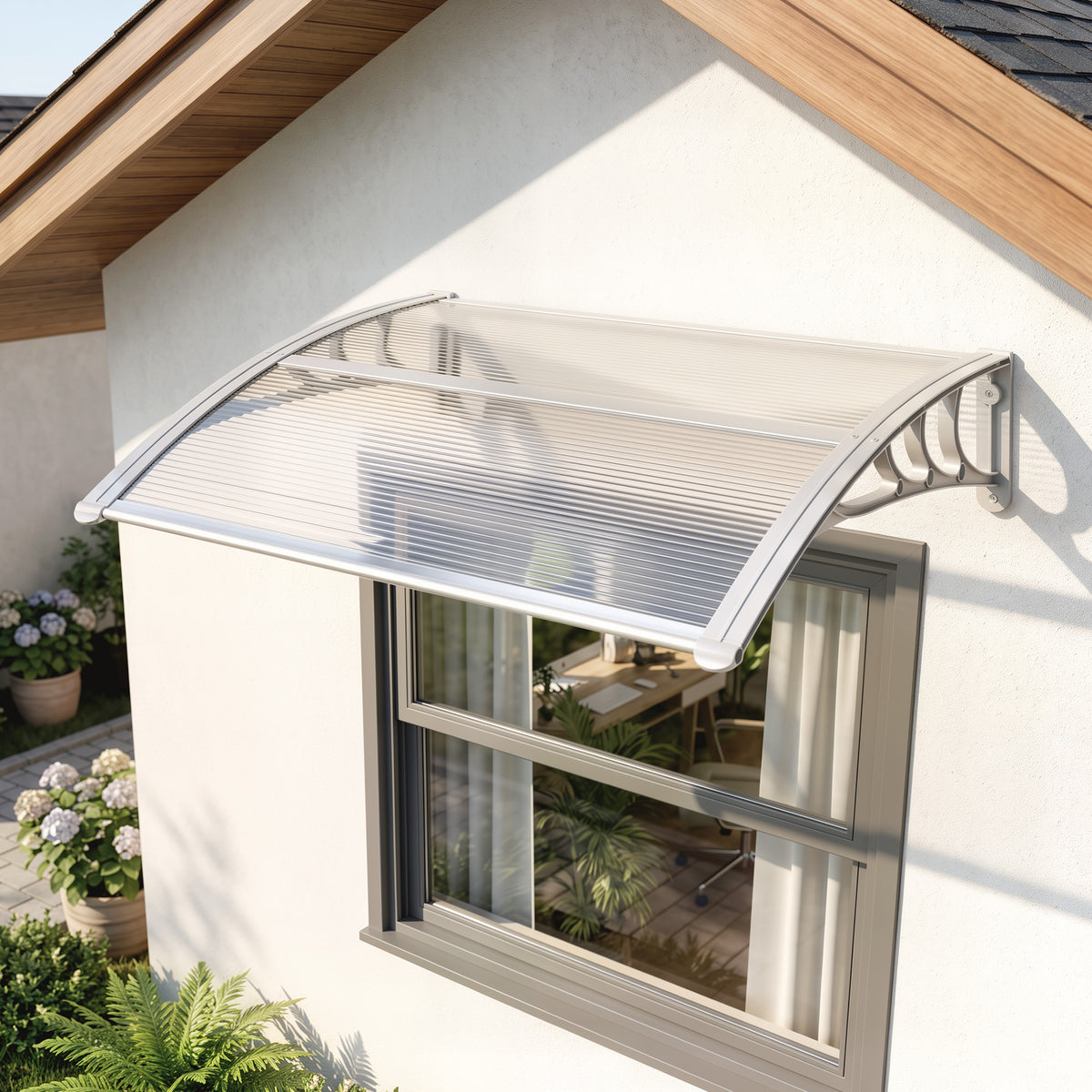 Outsunny Marquesinas Exterior Para Puertas Y Ventanas 100x75 Cm Transparente_1