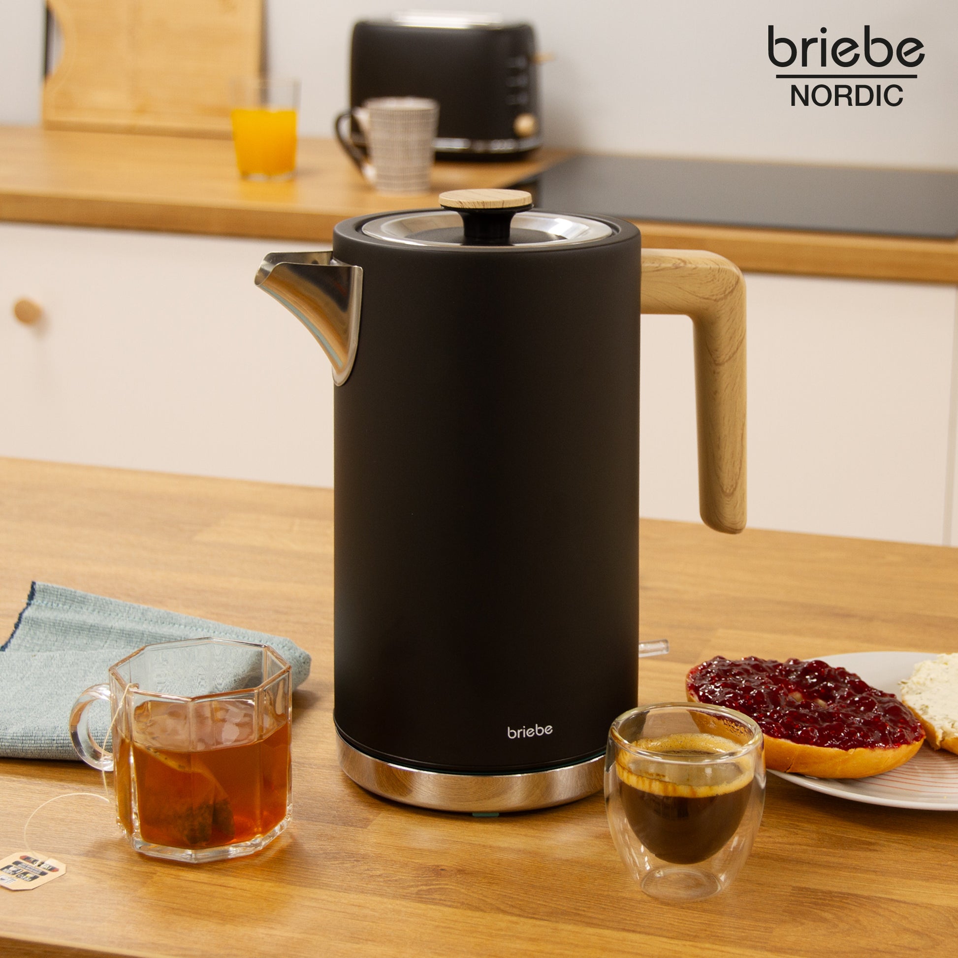Briebe Nordic Hervidor Agua Eléctrico 1,7l Inalámbrico Ebullición Rápida, Libre De Bpa, Base De 360°, Kt1165blk, Negro_1