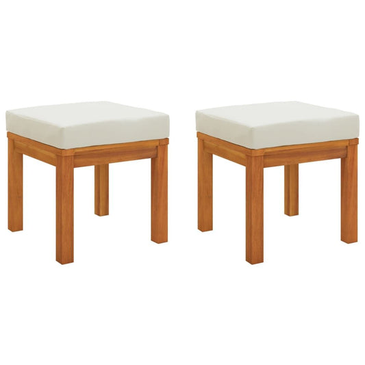 Vidaxl Taburetes De Jardín Con Cojines 2 Uds Madera Acacia 40x40x42 Cm_0