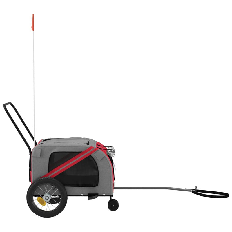 Vidaxl Remolque De Bicicleta Mascotas Hierro Tela Oxford Rojo Negro_5