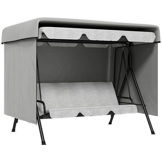 Outsunny Funda Balancín Jardín Con Cremallera 215x155x150 Cm Gris Claro_0