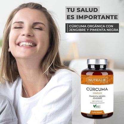 Nutralie Cúrcuma Complex + Jengibre y Pimienta Negra Orgánica 120 cápsulas