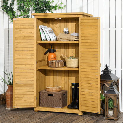 Outsunny Cobertizo De Madera 0,31 M² 87x46,5x160 Cm Con 2 Puertas Y 2 Estantes_1