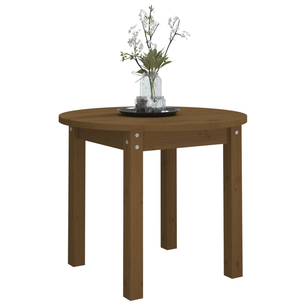 Mesa De Centro De Madera Maciza De Pino Marrón Miel Ø 55x45 Cm_2