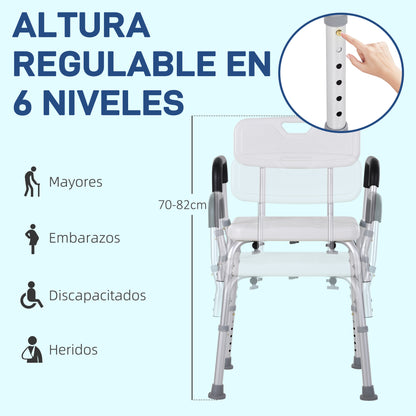 Homcom Silla Ducha Personas Mayores Antideslizante Con Altura Ajustable_3