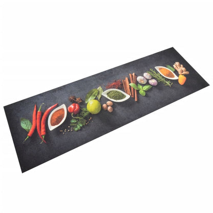 Vidaxl Alfombra De Cocina Lavable Terciopelo Dibujo Especias 60x180 Cm_0