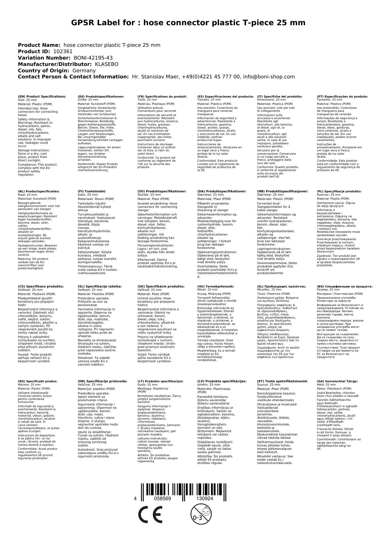 Conector De Manguera De Plástico T-pieza 25 Mm