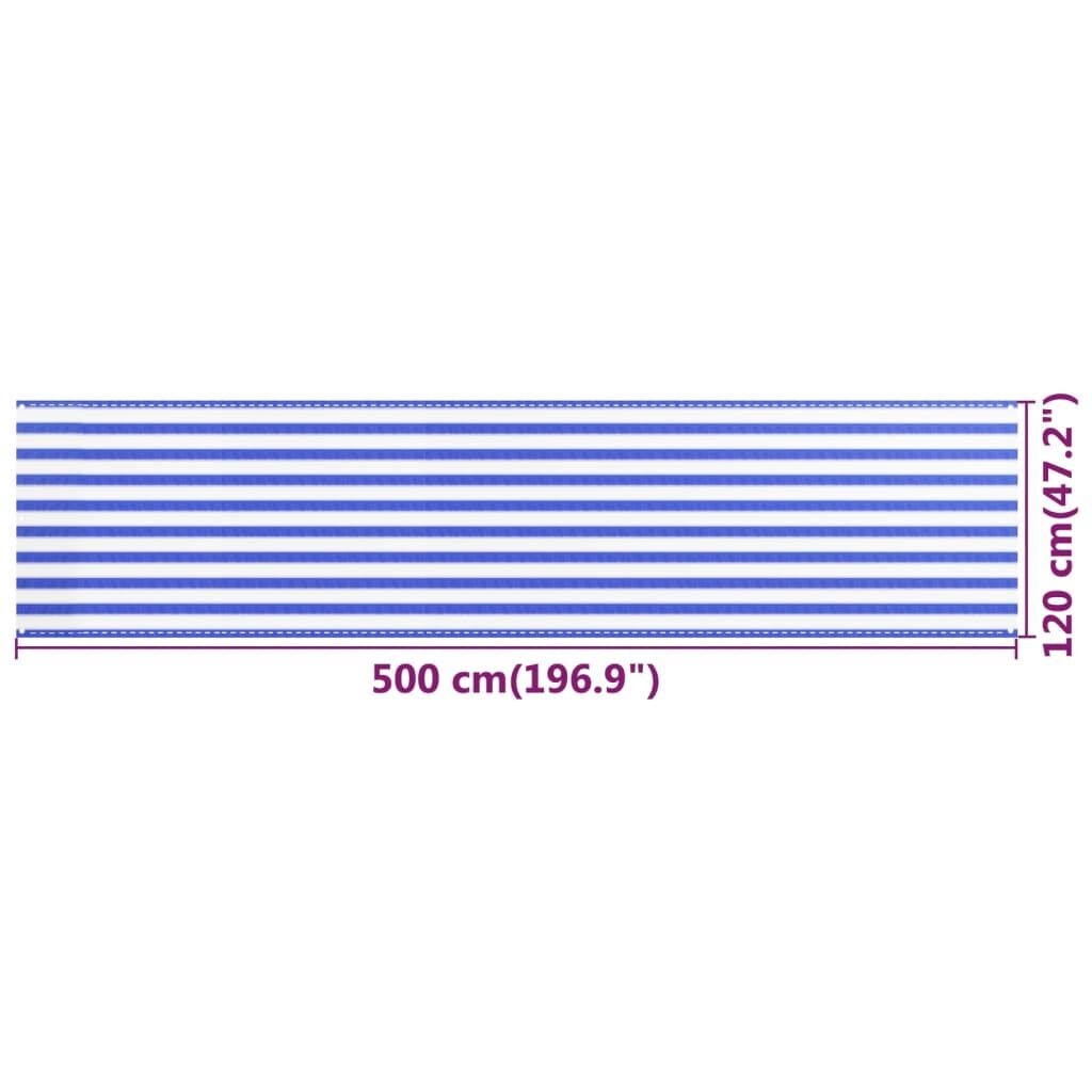 Vidaxl Toldo Para Balcón Hdpe Azul Y Blanco 120x500 Cm_4