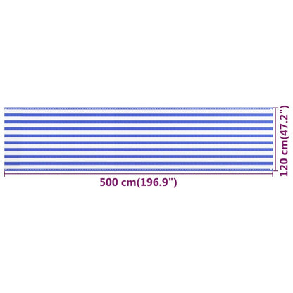 Vidaxl Toldo Para Balcón Hdpe Azul Y Blanco 120x500 Cm_4