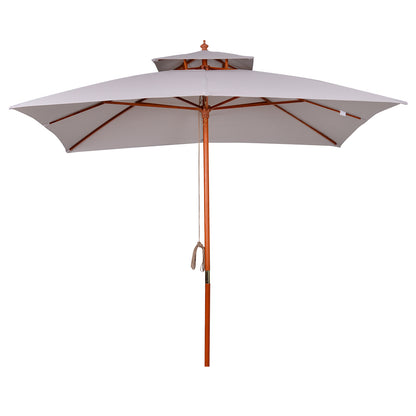 Outsunny Sombrilla De Jardín 3x3x3 M Con Doble Techo Sistema De Polea Gris_0
