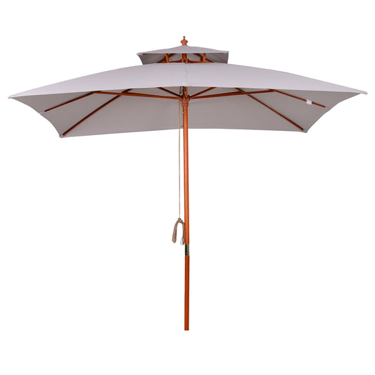 Outsunny Sombrilla De Jardín 3x3x3 M Con Doble Techo Sistema De Polea Gris_0