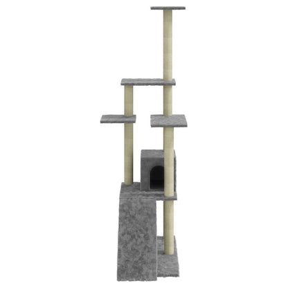 Rascador Para Gatos Con Postes De Sisal Gris Claro 155 Cm_4