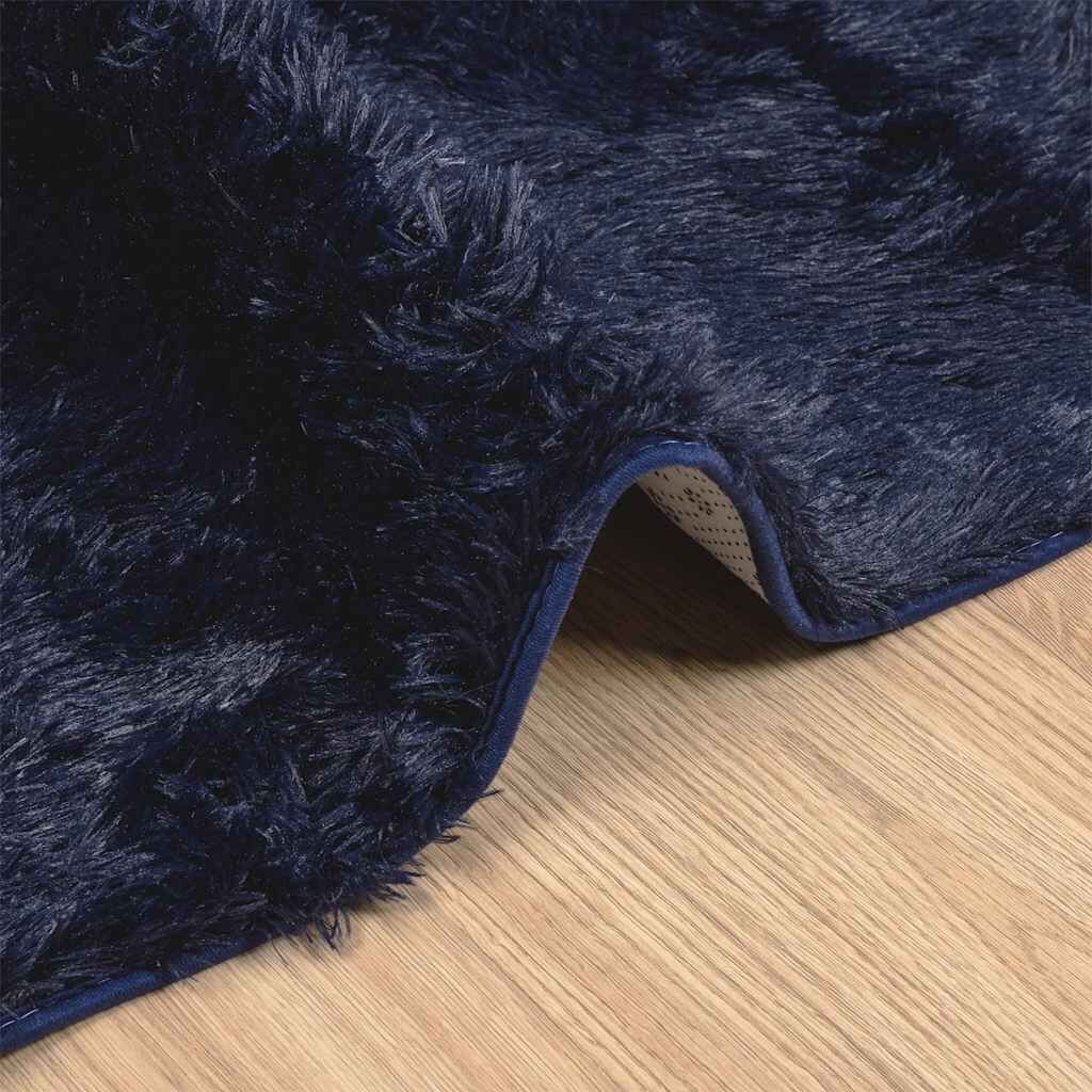Vidaxl Alfombra De Pelo Largo Navarra Azul Marino 240x240 Cm Poliéster_4