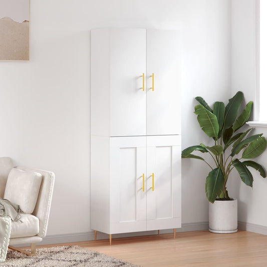 Aparador Alto Madera Contrachapada Blanco 69,5x34x180 Cm_0