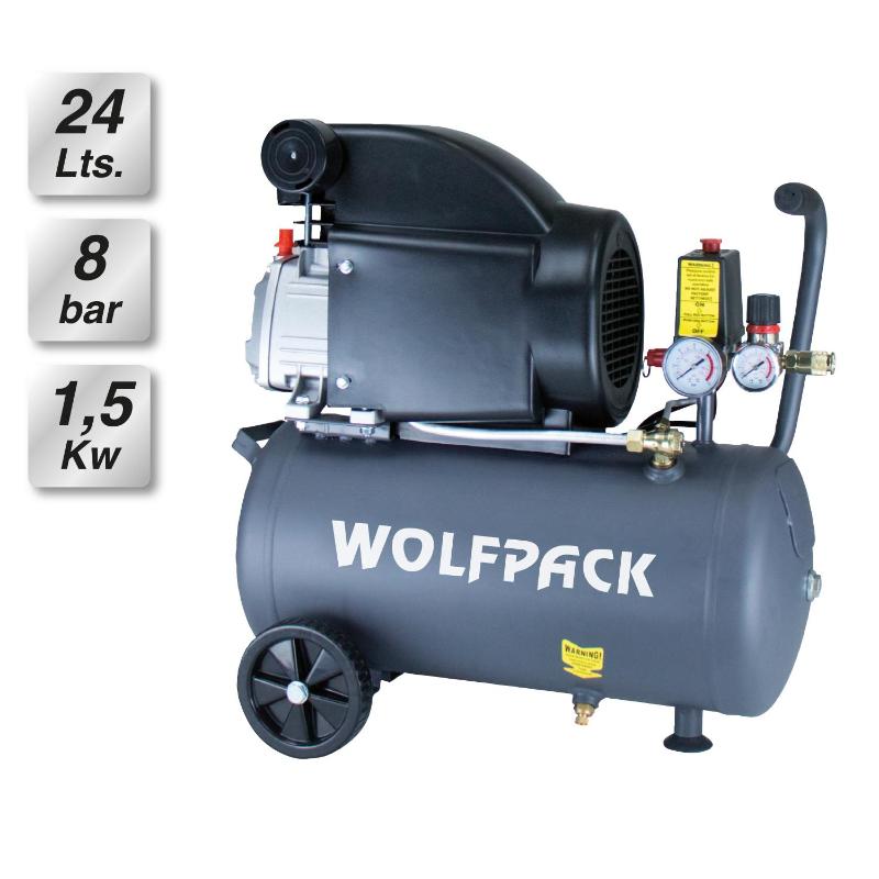 Compresor Aire Wolfpack 24 Litros / 8 Bares / 1,5 Kw - 2,0 Hp