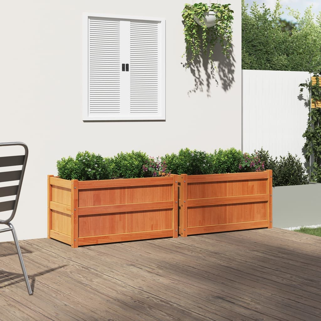 Jardineras De Exterior 2 Uds Madera Maciza De Pino Marrón Cera_2