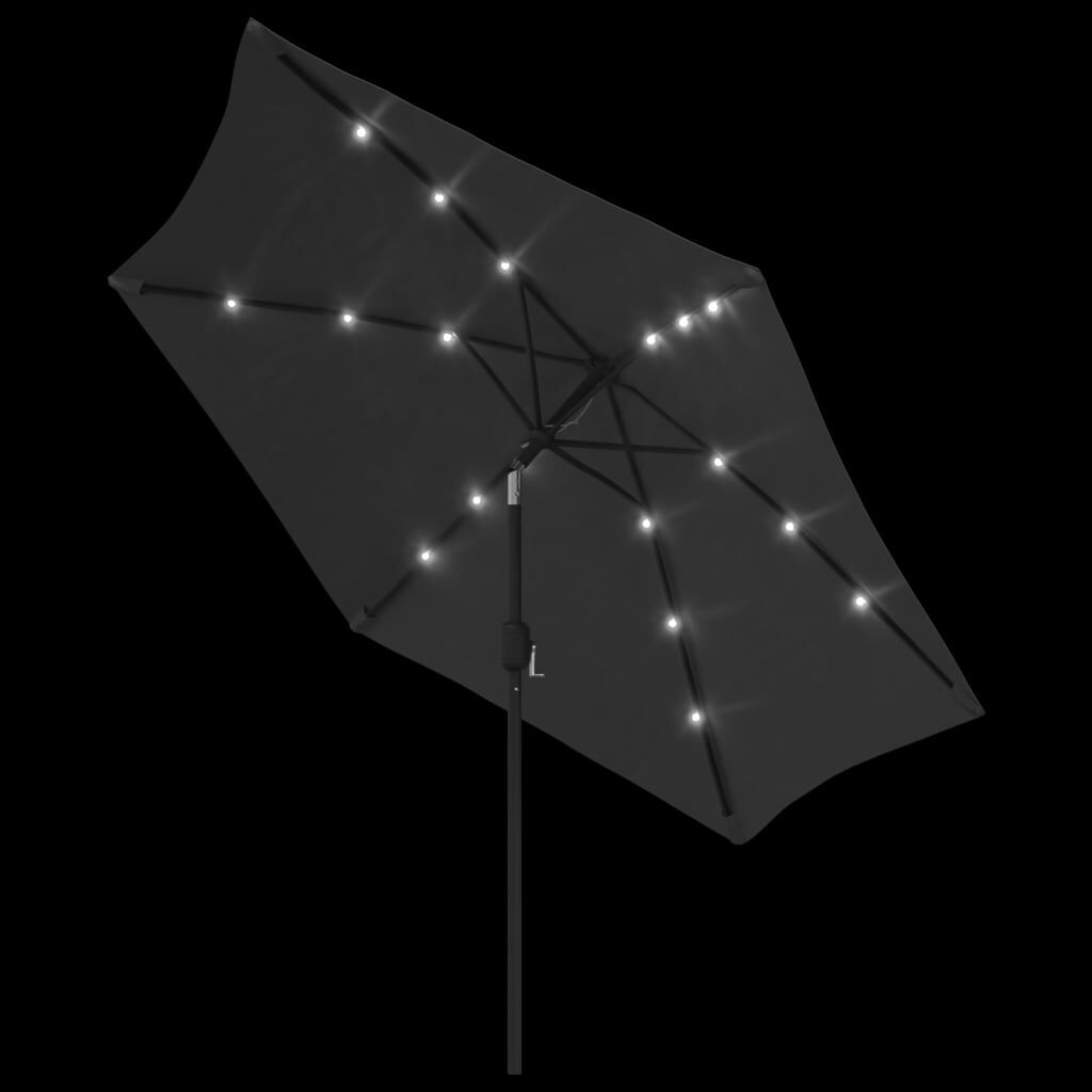Vidaxl Sombrilla De Jardín Con Luces Led Palo De Acero Antracita 300cm_4