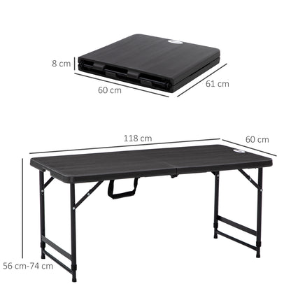 Outsunny Mesa De Jardín Plegable Con Altura Ajustable 118x60x56-74cm Gris Oscuro_2