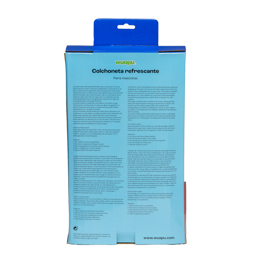 Colchoneta De Gel Refrescante Para Perro Talla Xl De 100x60cm En Color Azul Liso Wuapu