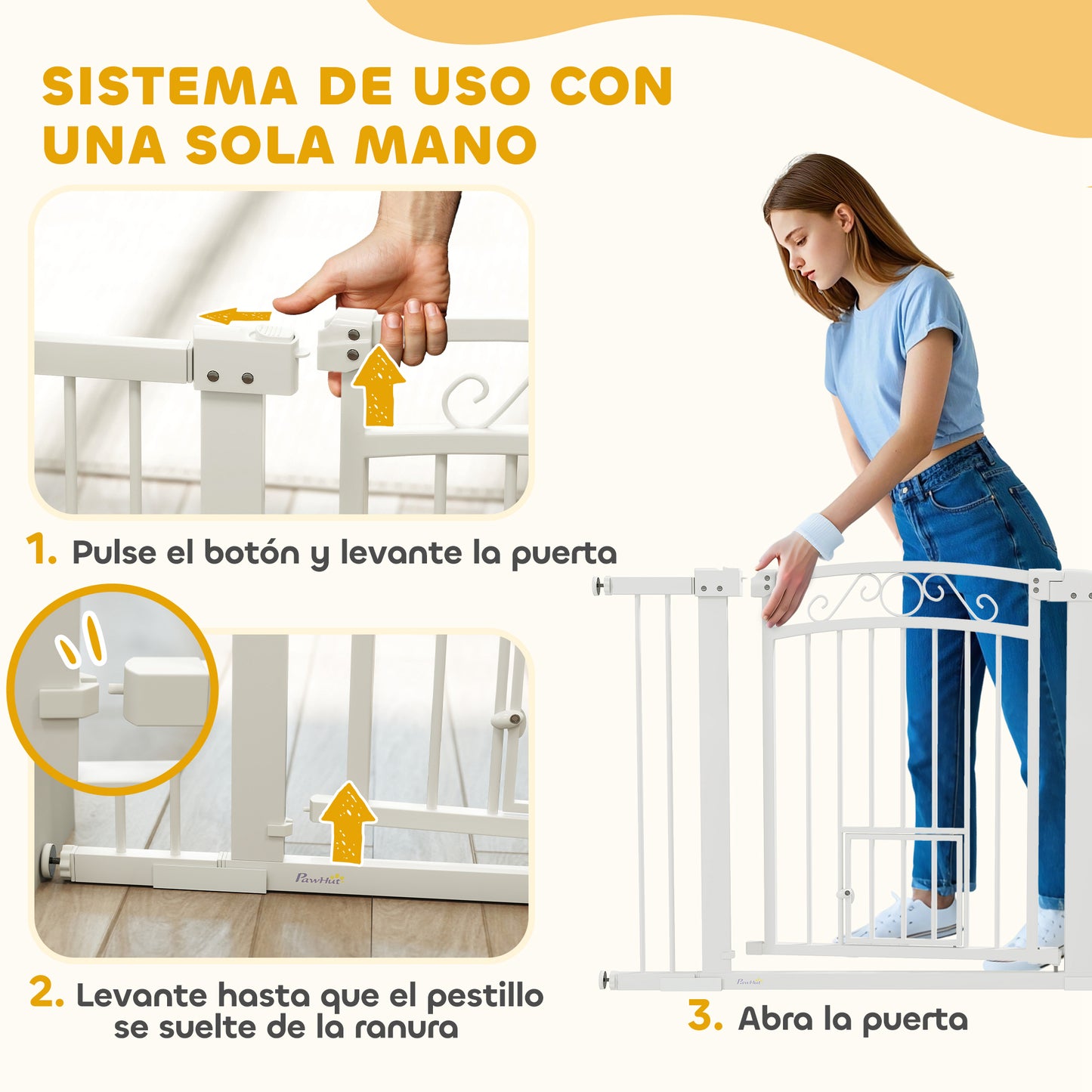 Pawhut Barrera De Seguridad Para Perros Con Ancho Ajustable 76-104 Cm Blanco_4