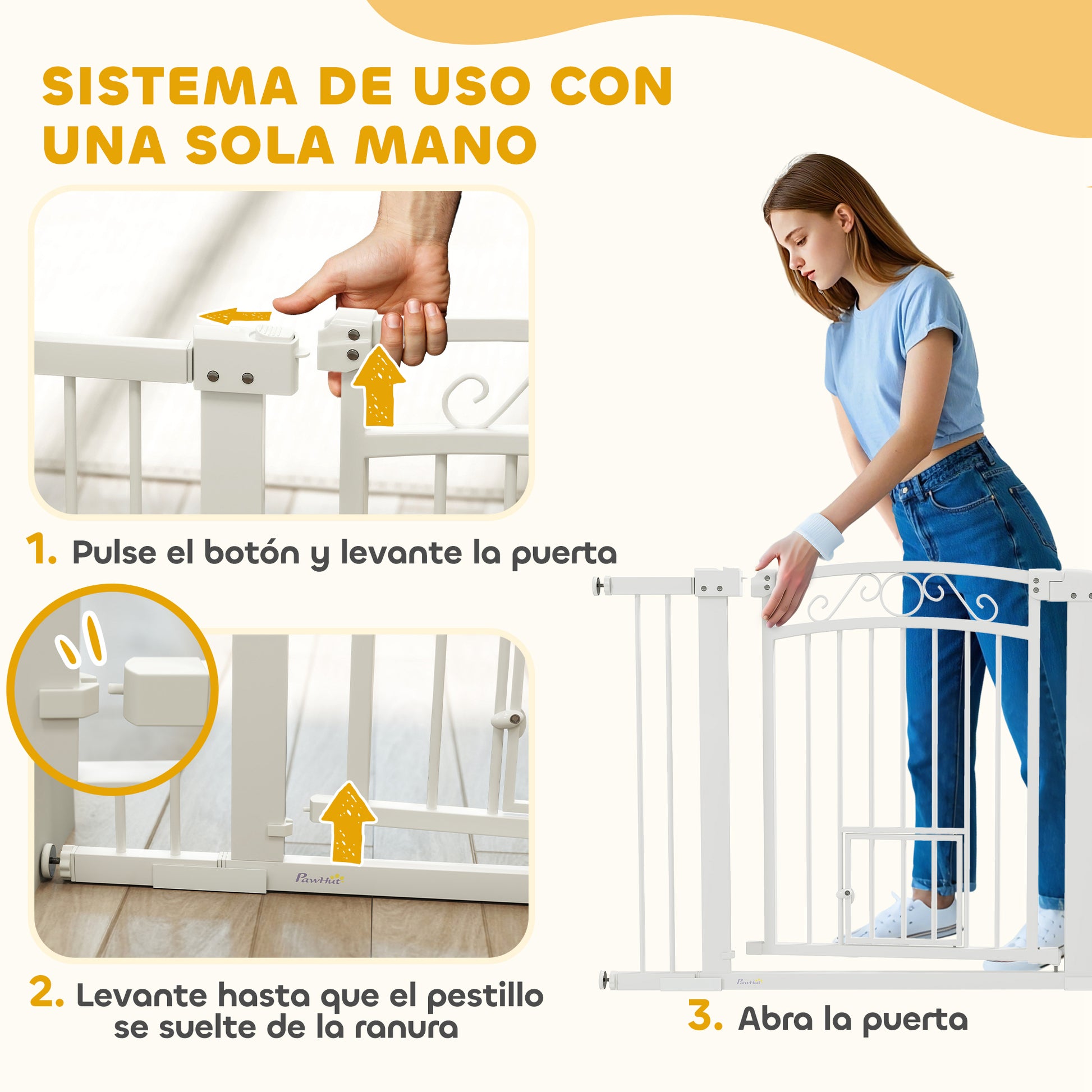 Pawhut Barrera De Seguridad Para Perros Con Ancho Ajustable 76-104 Cm Blanco_4
