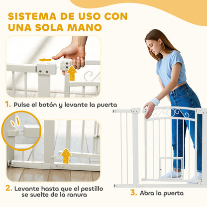 Pawhut Barrera De Seguridad Para Perros Con Ancho Ajustable 76-104 Cm Blanco_4