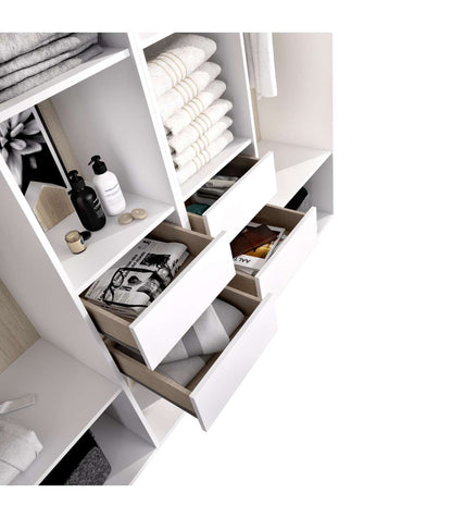 Vestidor Reus 4 Cajones, 10 Huecos Y Trasera Reversible En Blanco/natural, 205cm(alto) 196_2