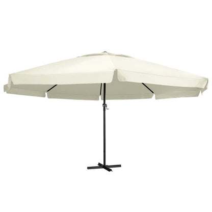 Vidaxl Sombrilla De Jardín Con Palo De Aluminio Blanco Arena 600 Cm_0