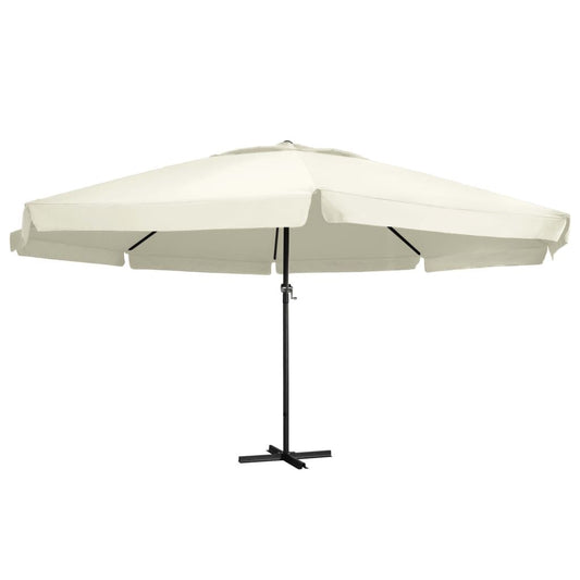 Vidaxl Sombrilla De Jardín Con Palo De Aluminio Blanco Arena 600 Cm_0