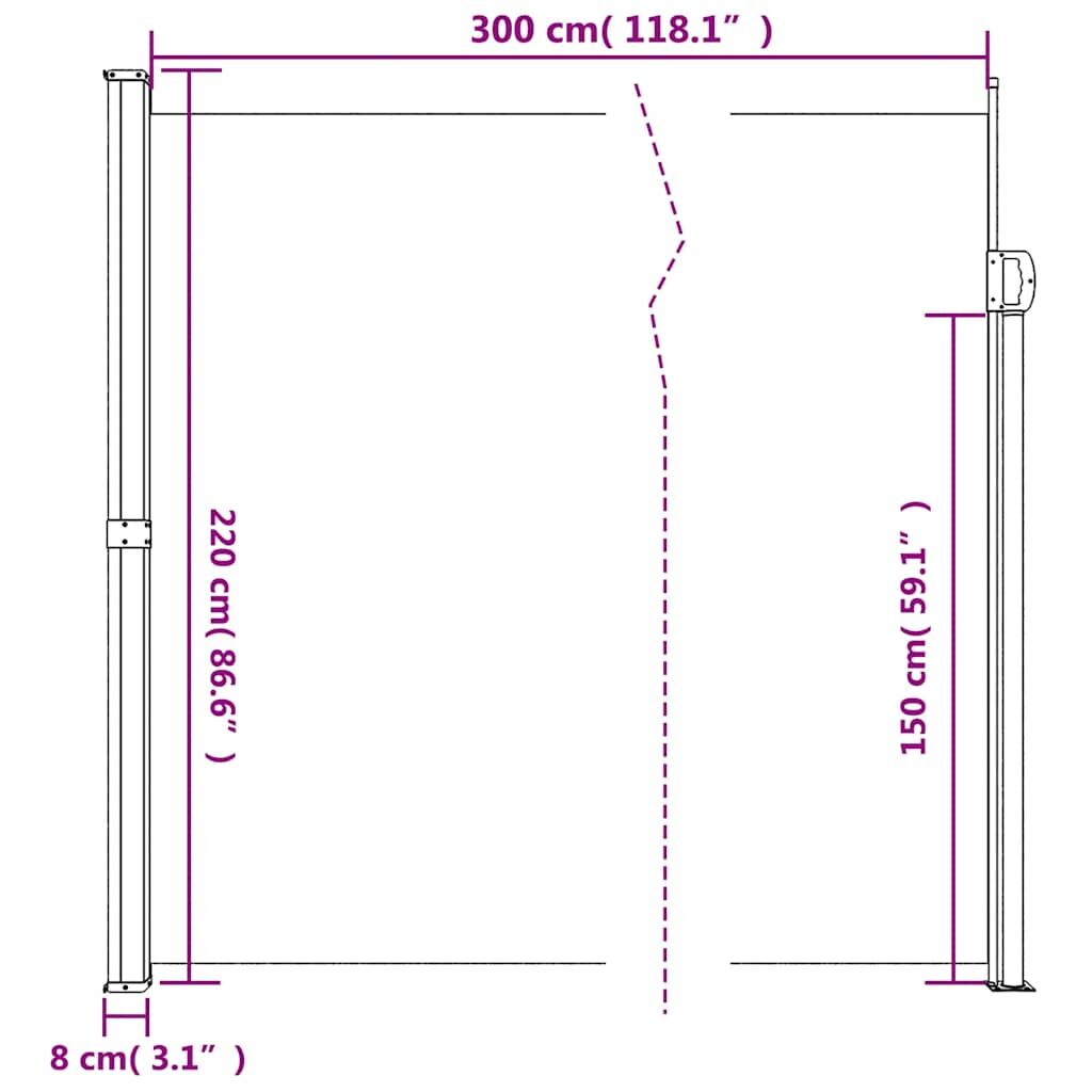 Vidaxl Toldo Lateral Retráctil Gris Taupe 220x300 Cm_2