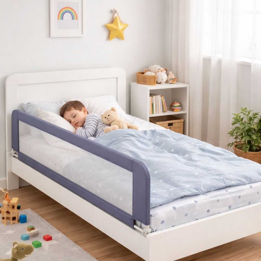 Barandilla De Cama Infantil 140 Cm – Altura Ajustable, Sistema Abatible, Malla Transpirable, Seguridad Anticaídas Bathby_4