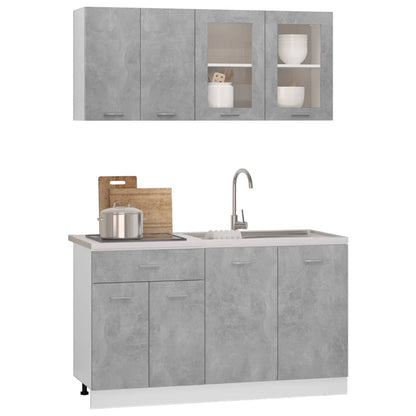 Juego Muebles De Cocina 4 Pzas Madera Ingeniería Gris Hormigón_2