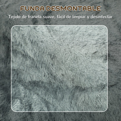 Pawhut Escalera Para Mascotas De 3 Peldaños Con Funda Extraíble 46x35x35 Cm Gris_4