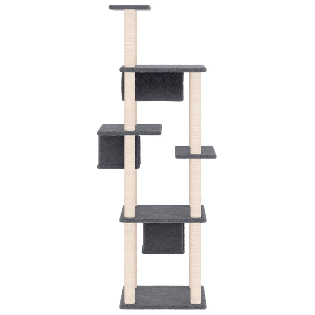 Rascador Para Gatos Con Postes De Sisal Gris Oscuro 169 Cm_3
