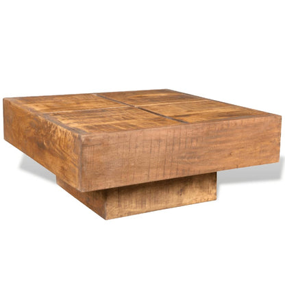 Mesa De Centro Cuadrada Madera Maciza De Mango Marrón_3