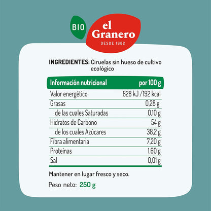 Ciruelas sin hueso Bio El Granero 250 g