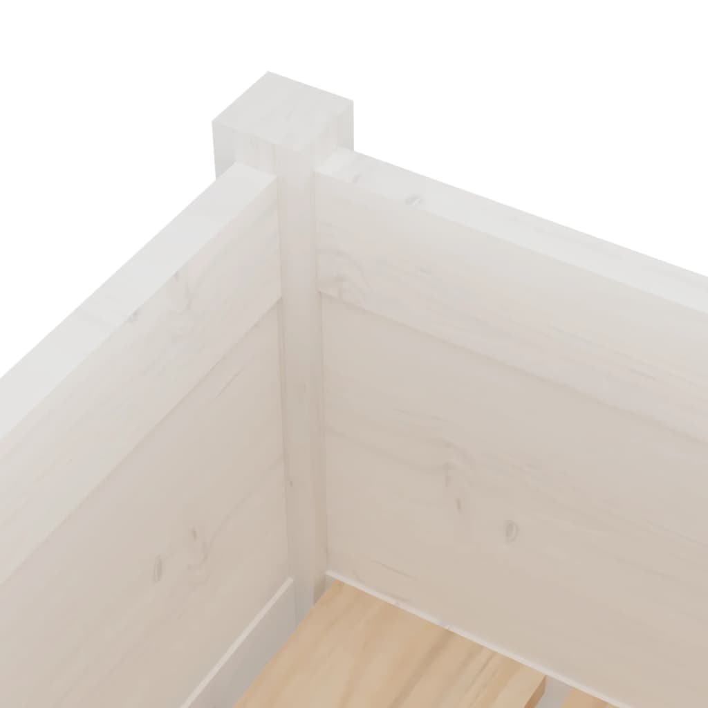Jardinera De Madera Maciza De Pino Blanca 70x70x70 Cm_4