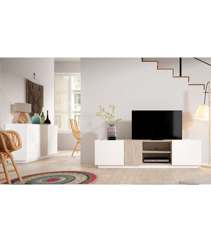 Mueble Aparador Modelo Celia 3 Puertas Acabado Blanco/sahara, 130.1cm(ancho) 78cm(alto) 41_5