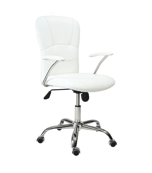 Sillón Despacho Giratorio Maggie Tapizada En Símil Piel Blanco, 56 Cm(ancho) 98.5/107.5_0