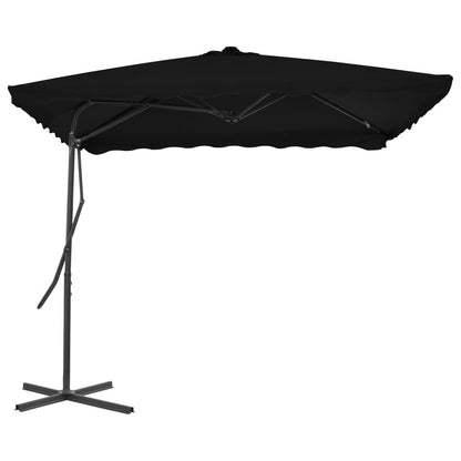 Vidaxl Sombrilla De Jardín Con Palo De Acero Negro 250x250x230 Cm_1