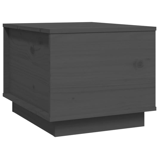 Mesa De Centro De Madera Maciza De Pino Gris 40x50x35 Cm_0