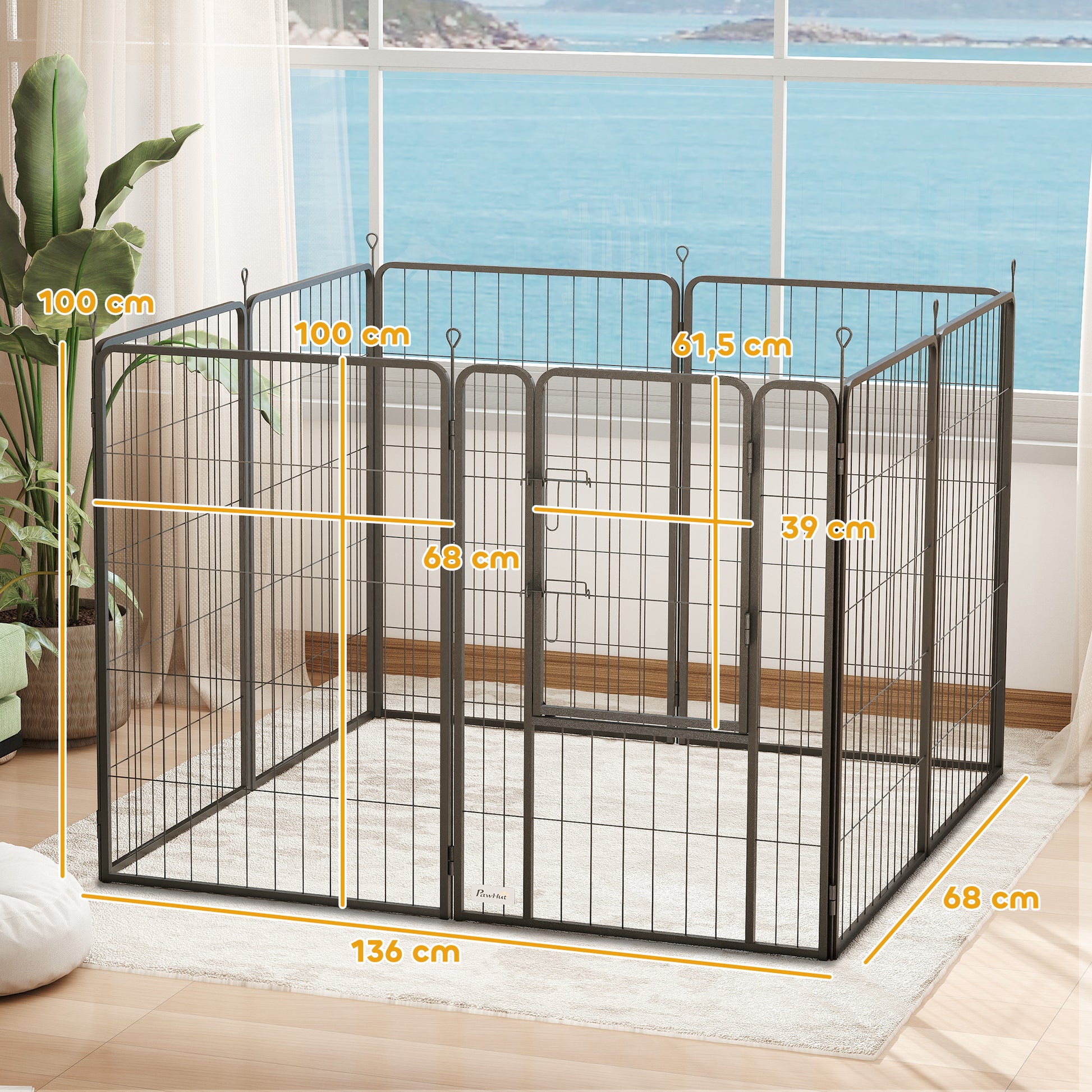 Pawhut Parque Para Perros De 8 Paneles De 100 Cm De Altura Con Puerta Negro_2