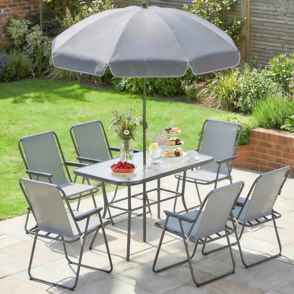 Outsunny Conjunto De Mesa Y Sillas Jardín De 8 Piezas Gris_3