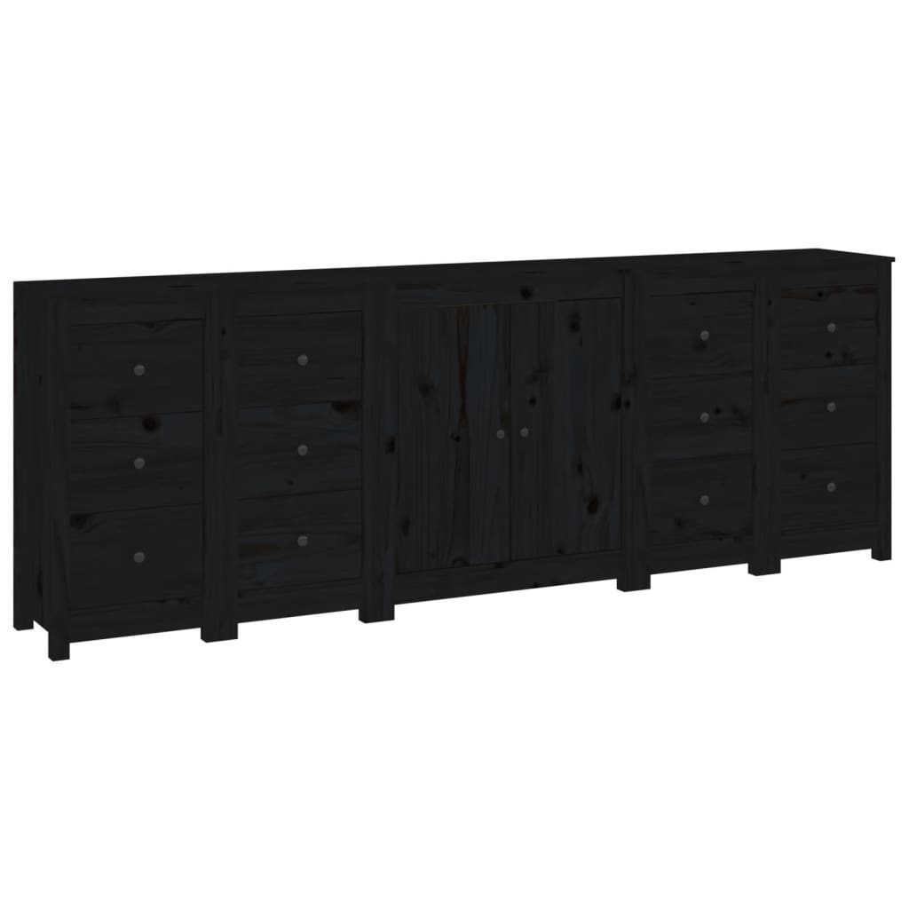 Aparador De Madera Maciza De Pino Negro 230 X 35 X 80 Cm_1