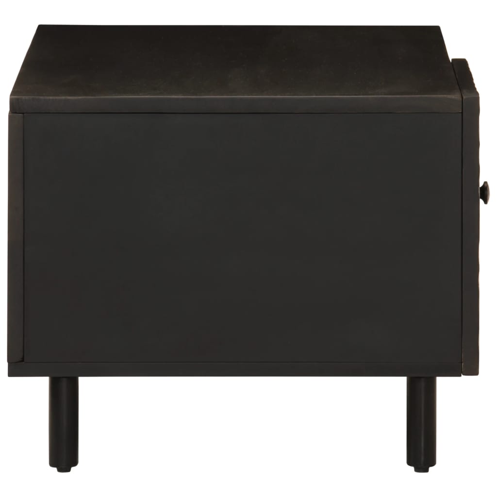 Mesa De Centro Madera Maciza De Mango Negra 80x50x40 Cm_2