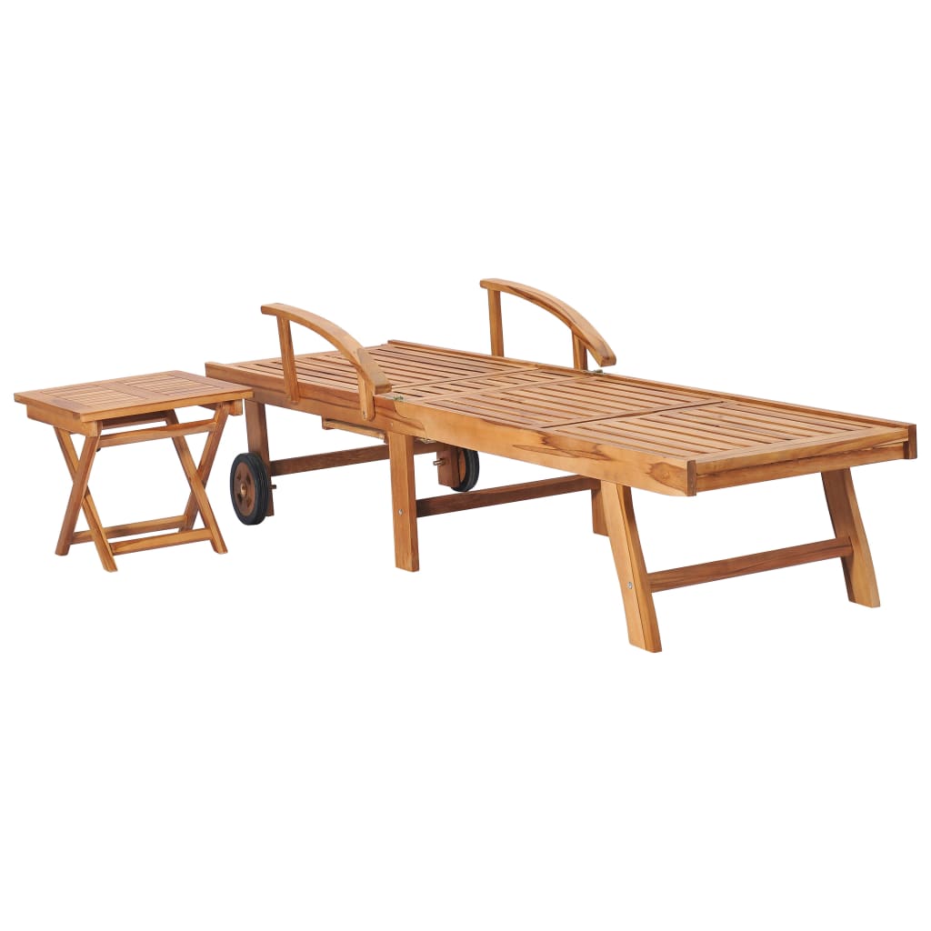 Tumbona Con Mesa Y Cojín Madera Maciza De Teca_3