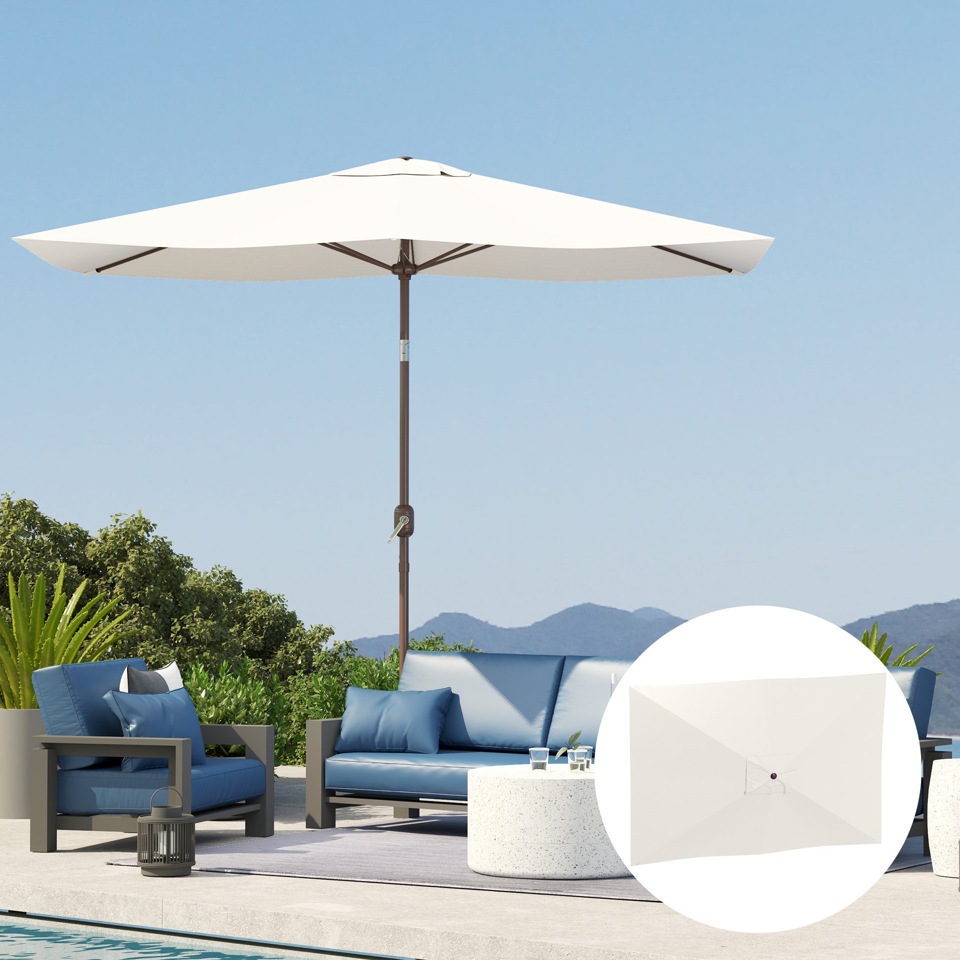 Outsunny Toldo De Recambio De Sombrilla De 3x2 M Con Ventilación Superior Beige_3