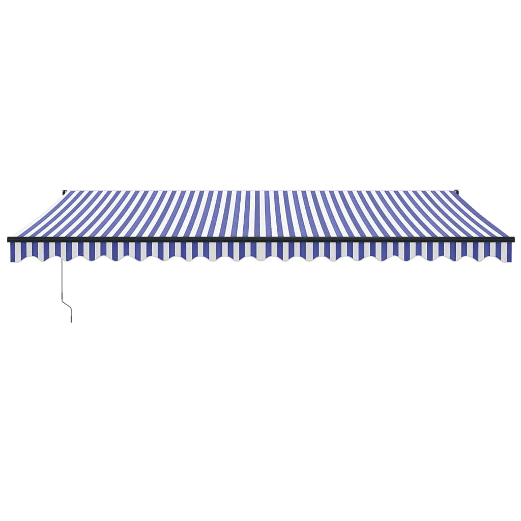 Toldo Retráctil Aluminio Y Tela Azul Y Blanco 5x3 M_2