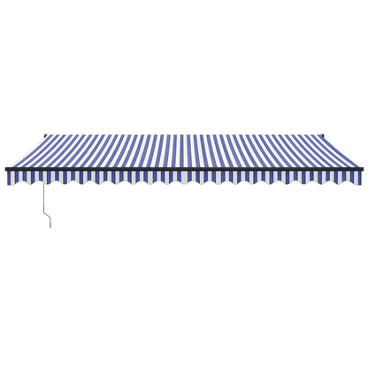 Toldo Retráctil Aluminio Y Tela Azul Y Blanco 5x3 M_2